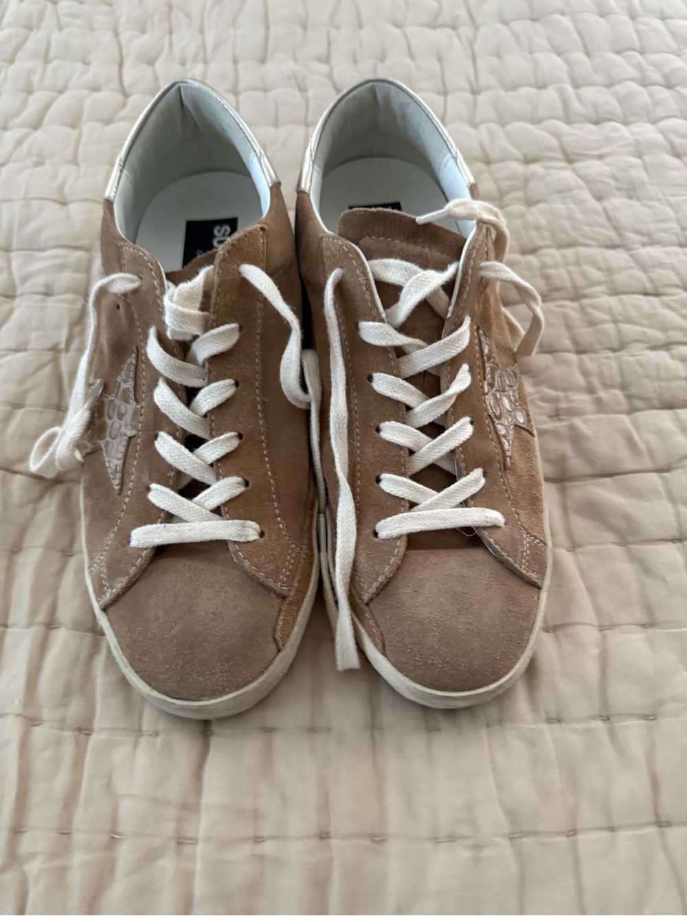 Golden Goose Women’s Suede Lace-Up Sneakers in Taupe - Picture 1 of 4